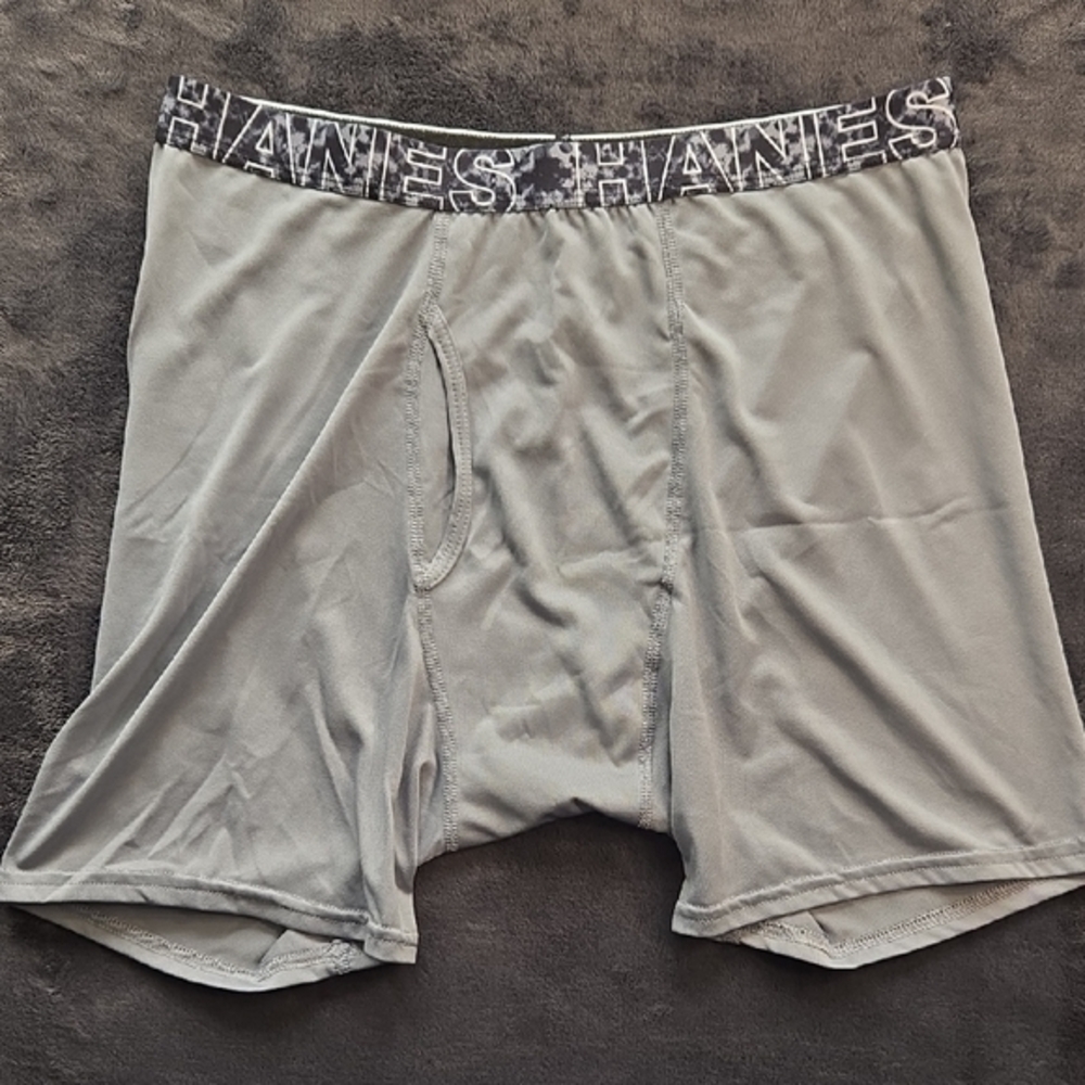Hanes Gray Boxer Briefs Stretchy Athletic Fit